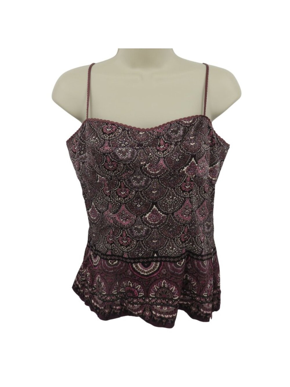 Elie Tahari Women Small Purple Spaghetti Strap Silk Blend Tank Top Shirt Blouse